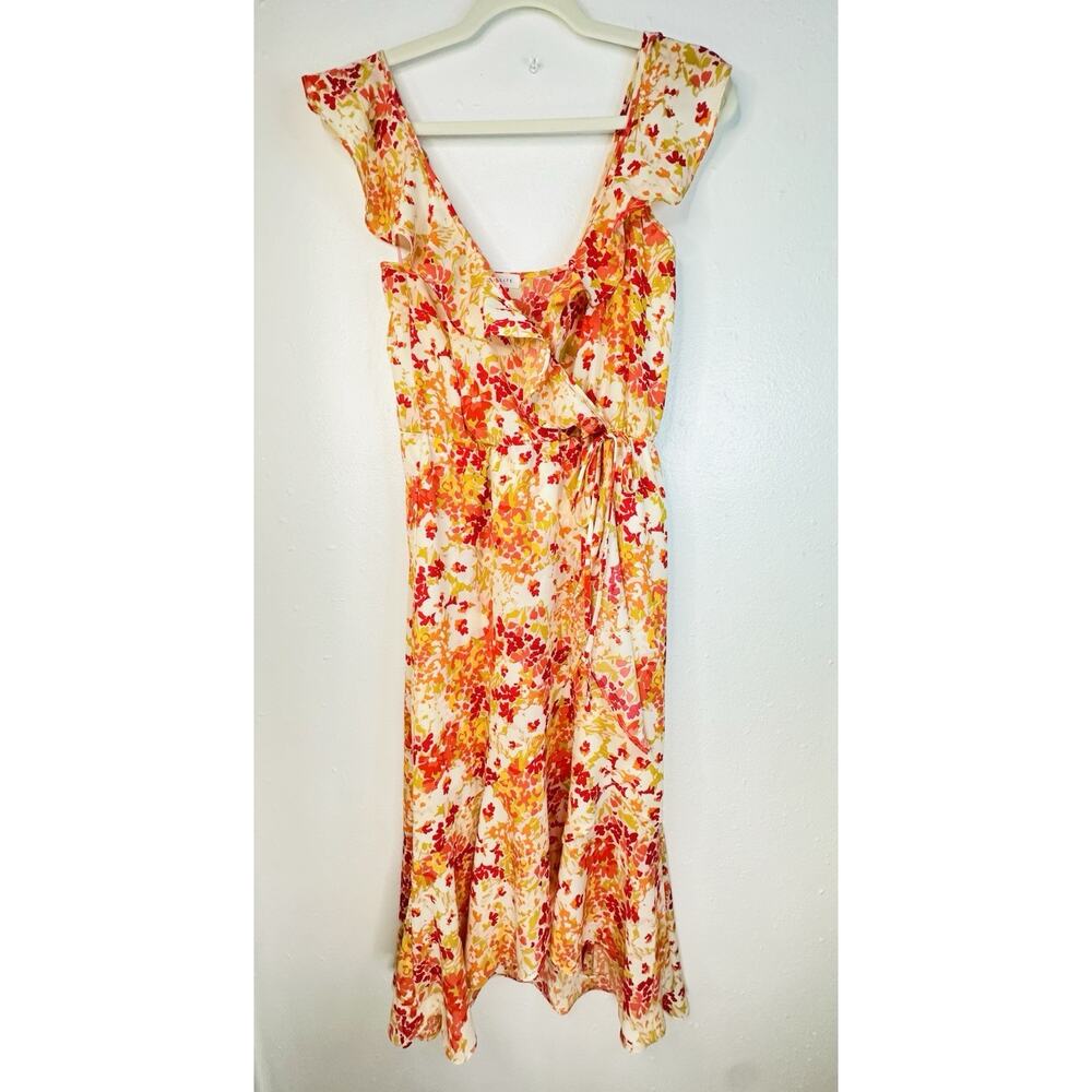 Socialite Nordstrom Faux Wrap Dress Floral Pink Orange Summer Derby Small